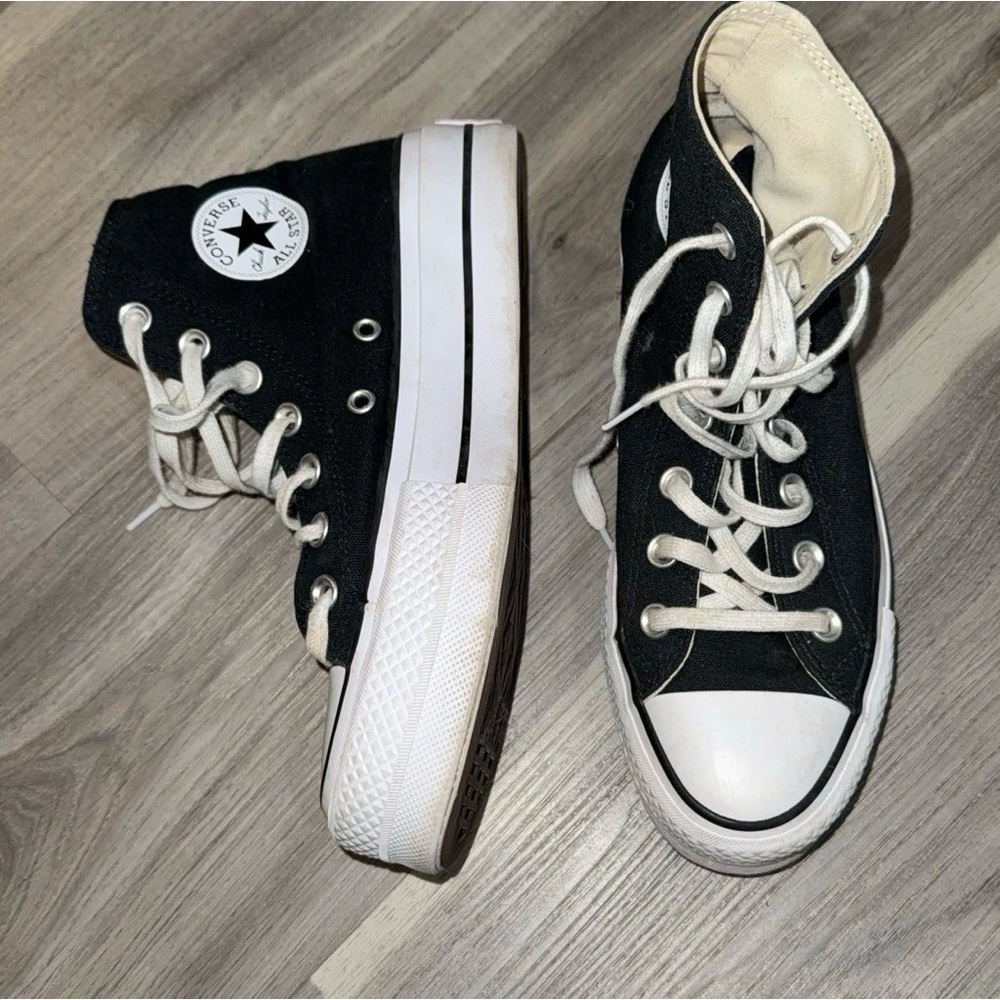 Black high top platform converse size 6